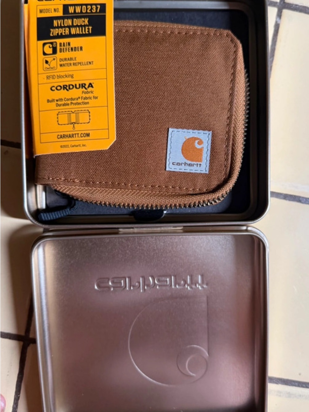 Carhartt Brown Cordura Nylon Zipper Wallet - Compact Card Holder